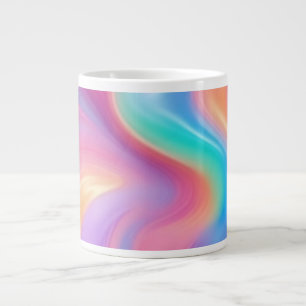 Trendy neon Pink Blue green abstract waves  Large Coffee Mug