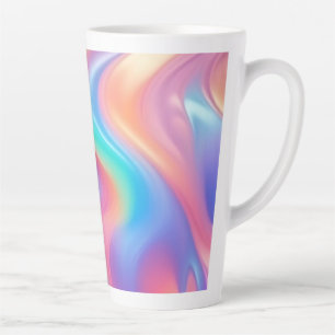 Trendy neon Pink Blue green abstract waves  Latte Mug