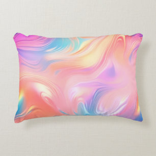 Trendy neon Pink Blue yellow abstract waves Decorative Cushion
