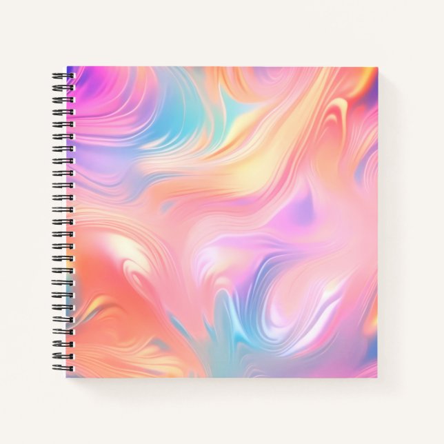 Trendy neon Pink Blue yellow abstract waves Notebook (Front)