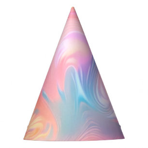 Trendy neon Pink Blue yellow abstract waves Party Hat