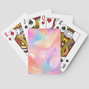 Trendy neon Pink Blue yellow abstract waves Playing Cards
