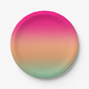 Trendy Neon Pink green and sandy brown Paper Plate