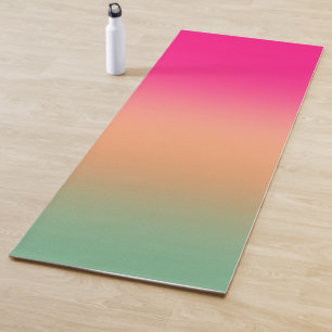 Trendy Neon Pink green and sandy brown Yoga Mat