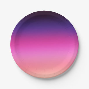 Trendy neon pink purple and light orange gradient  paper plate