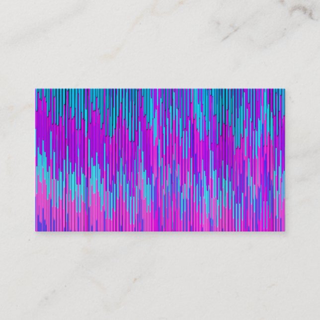 Trendy Neon Pink Teal ZigZag Chevron Pattern Art Business Card (Front)