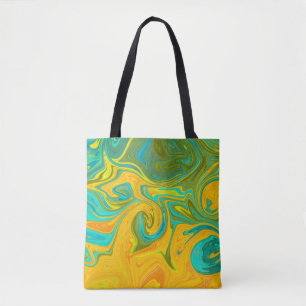Trendy Neon Yellow Orange Green Abstract Swirl Tote Bag