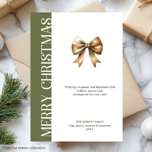 Trendy Neutral Christmas Bow Greeting Card Design