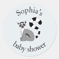 Trendy Neutral Jungle Lemur & Name Baby Shower