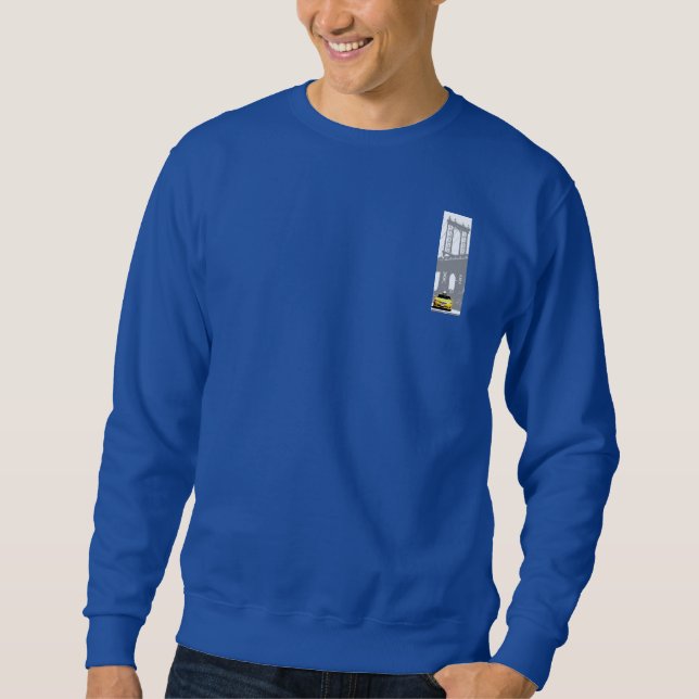 Trendy New York Yellow Taxi Brooklyn Bridge Mens Sweatshirt (Front)