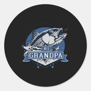 Trendy Number 1 Grandpa Fishing Logo Classic Round Sticker