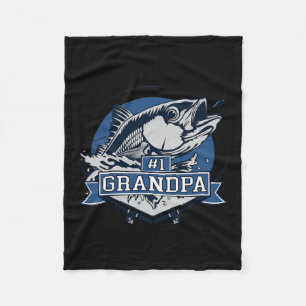 Trendy Number 1 Grandpa Fishing Logo  Fleece Blanket