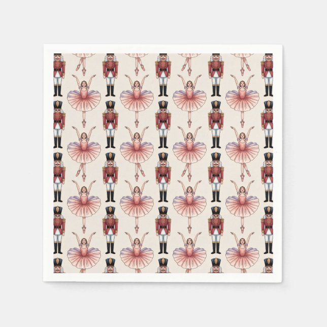 Trendy Nutcracker and Ballerina ballet dancer Napkin (Front)
