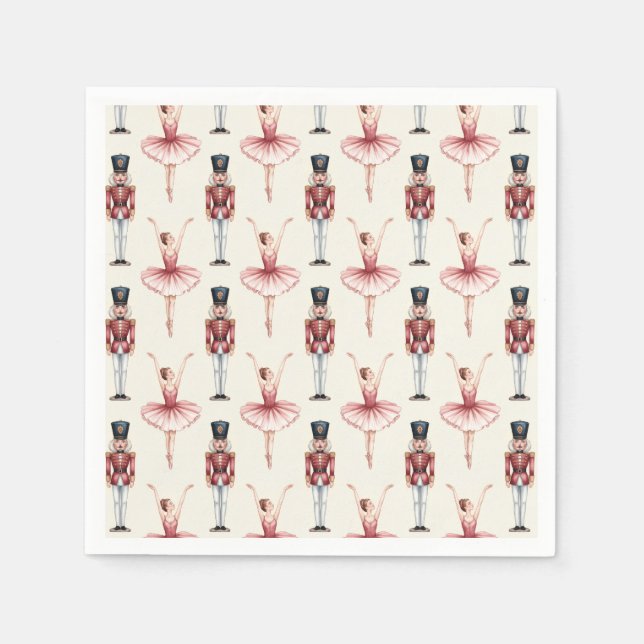 Trendy Nutcracker and Ballerina ballet dancer Napkin (Front)