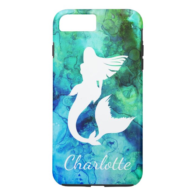 Trendy Ocean Mermaid Silhouette & Name Case-Mate iPhone Case (Back)
