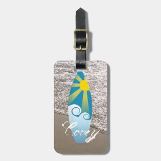 Trendy Ocean Surfboard Graphic Photo Beach Luggage Tag