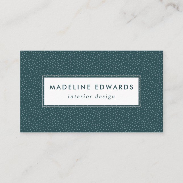 Trendy Ocean Teal Tiny Dot Pattern Business Card (Front)