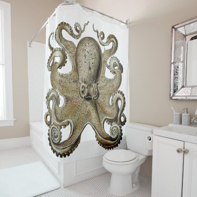 Trendy  Octopus Black  Shower curtain silver gold (In Situ)