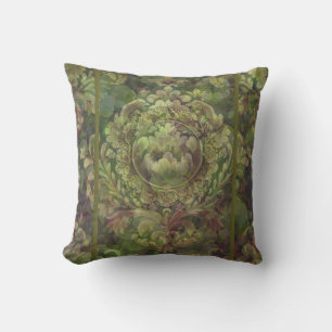 Trendy olive green floral cushion