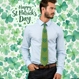 Trendy Olive Green with Heart Pattern Tie