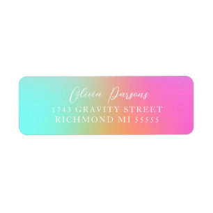 Trendy Ombre Rainbow Gradient Scripted Design  Return Address Label