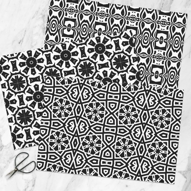 Trendy Op Art Chic Black & White Geometric Pattern Wrapping Paper Sheet (Creator Uploaded)