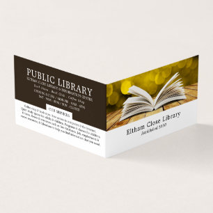 Trendy Open Book, Library, Librarian Detailed Business Card