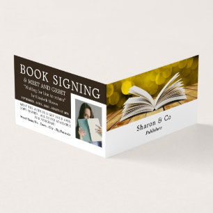 Trendy Open Book, Publisher, Writer Book Signing Business Card