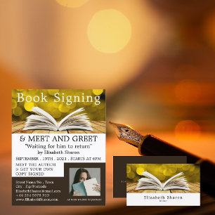 Trendy Open Book, Writers Book Signing Advertising Flyer