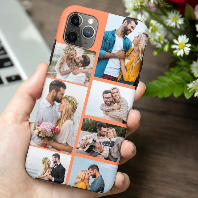 Trendy Orange 7 Photo Collage Case-Mate iPhone Case (Creator Uploaded)