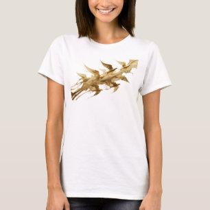 Trendy Orange Abstract Birds Graphic Design T-Shirt