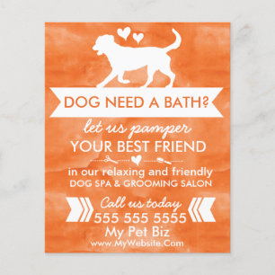 Trendy Orange Dog Grooming Flyer - Personalizable