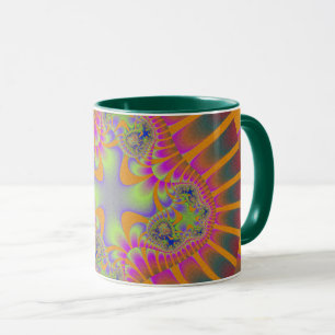 Trendy Orange, Green and Pink Fractal Mug
