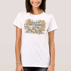 Trendy Orange HAPPY BIRTHDAY 5TH 3D Text Art T-Shirt