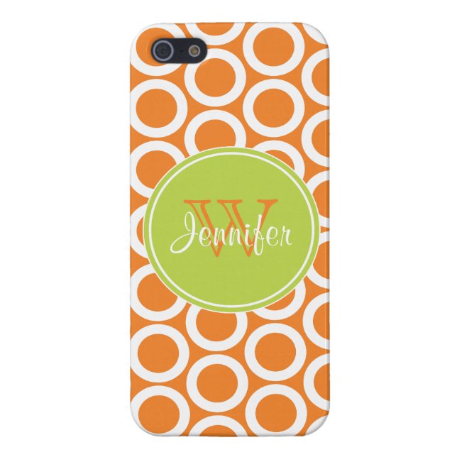 Trendy Orange & Lime Green Pattern, iPhone 5 Case (Back)
