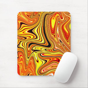 Trendy Orange Marble Swirl Mouse Pad