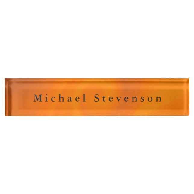 Trendy Orange Modern Design Unique Personal Nameplate (Front)