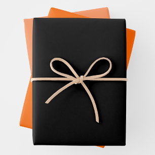 Trendy Orange, Pale Orange & Black Complementary Wrapping Paper Sheet