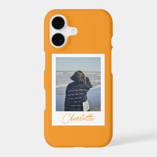 Trendy Orange Polaroid Style Custom Name
