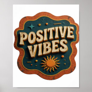 Trendy Orange POSITIVE VIBES Design Poster