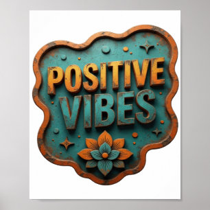Trendy Orange POSITIVE VIBES Poster