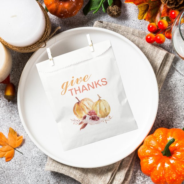 Trendy Orange & Red Give Thanks & Pumpkin Favour Bag (Creator Uploaded)