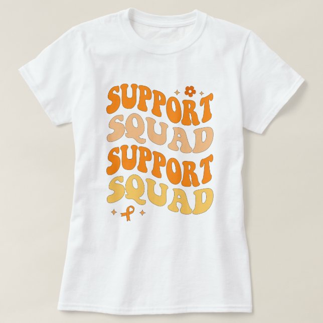 Trendy Orange Ribbon Support Squad Leukaemia T-Shirt (Design Front)