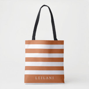 Trendy Orange Stripe Pattern Tote Bag