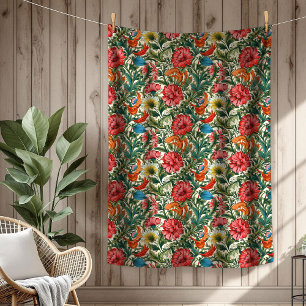 Trendy Ornate Botanical Inspired by William Morris Fleece Blanket