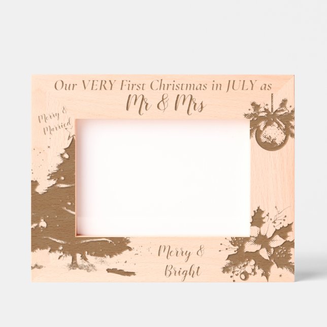 Trendy Our Very First Christmas in JULY  Etched Frames (Front)