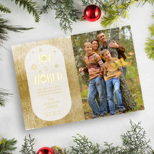 Trendy Oval Holiday Card Joy To The World Golden T