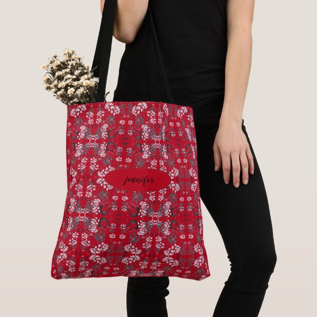 Trendy Paint Monogrammed Tote Bag (Close Up)