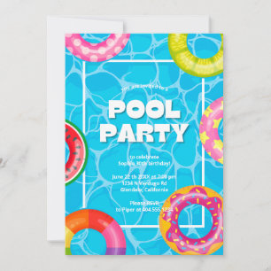 Trendy Palm Springs Pool Party Birthday  Invitation