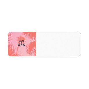 Trendy Palm Tree Bright Peach Made In USA Type Return Address Label
